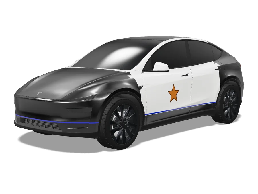 Highway Patrol wrap on a Tesla Model Y 2025+