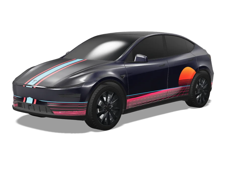 테슬라 Model Y 2025+에 적용한 Retro Synthwave 랩
