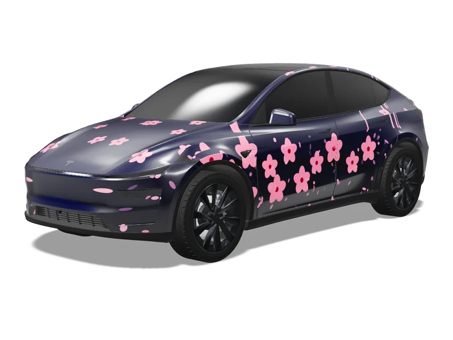 Sakura Night wrap on a Tesla Model Y 2025+